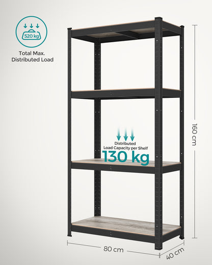 4-Tier Shelving Unit with 520 kg Capacity Black - image 28