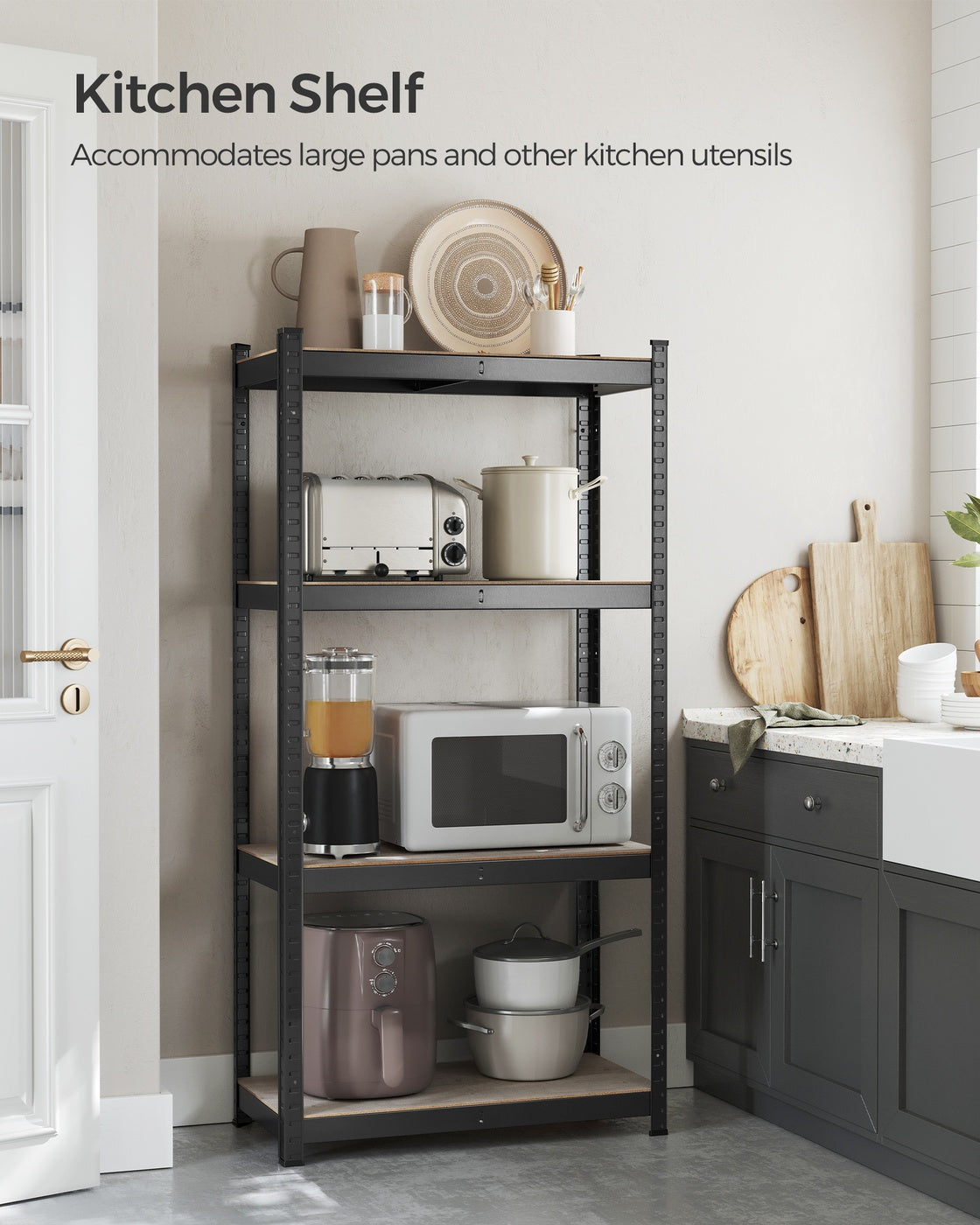 4-Tier Shelving Unit with 520 kg Capacity Black - image 30