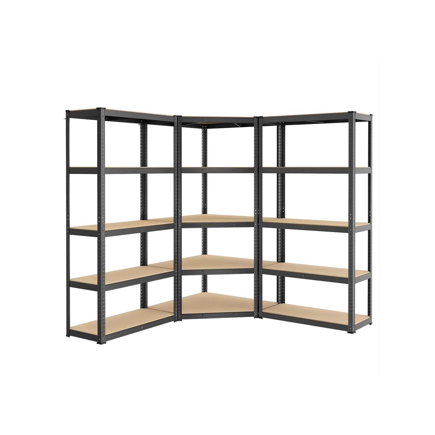 5-Tier Corner Shelf 180 cm Wide Ink Black and Natural Beige - image 2