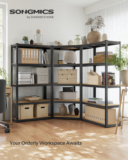 5-Tier Corner Shelf 180 cm Wide Ink Black and Natural Beige - image 3