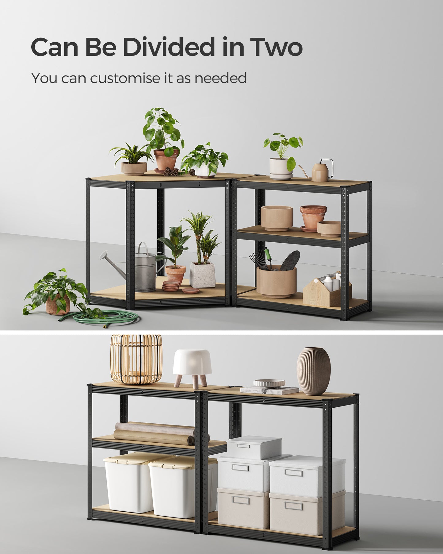 5-Tier Corner Shelf 180 cm Wide Ink Black and Natural Beige - image 8