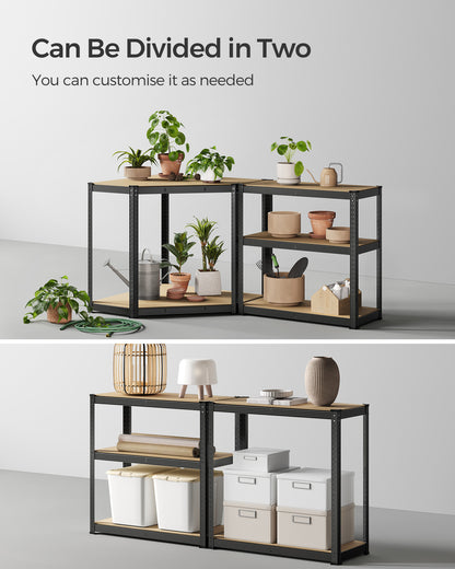 5-Tier Corner Shelf 180 cm Wide Ink Black and Natural Beige - image 8