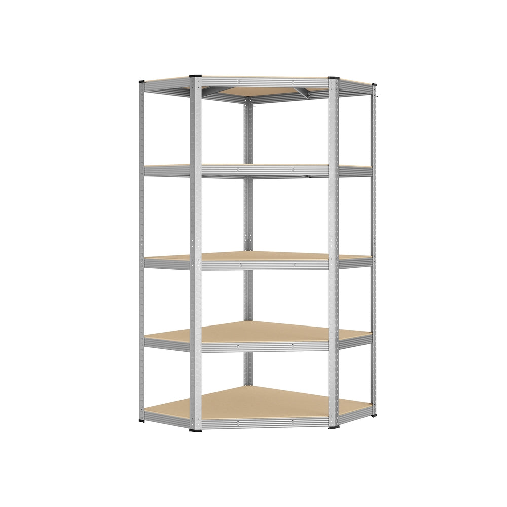 5-Tier Corner Shelf 90 cm Wide Silver and Natural Beige - image 1