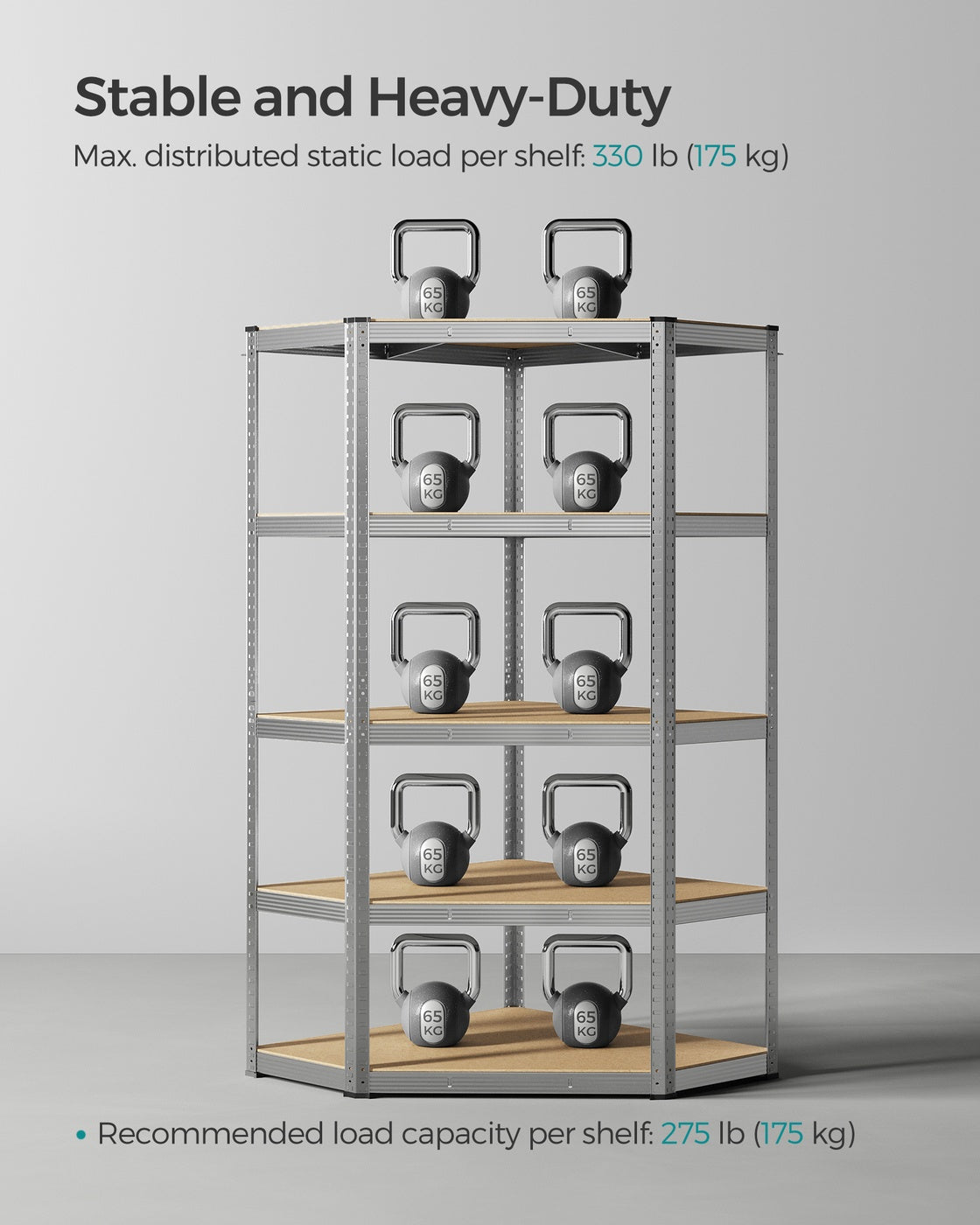 5-Tier Corner Shelf 90 cm Wide Silver and Natural Beige - image 5