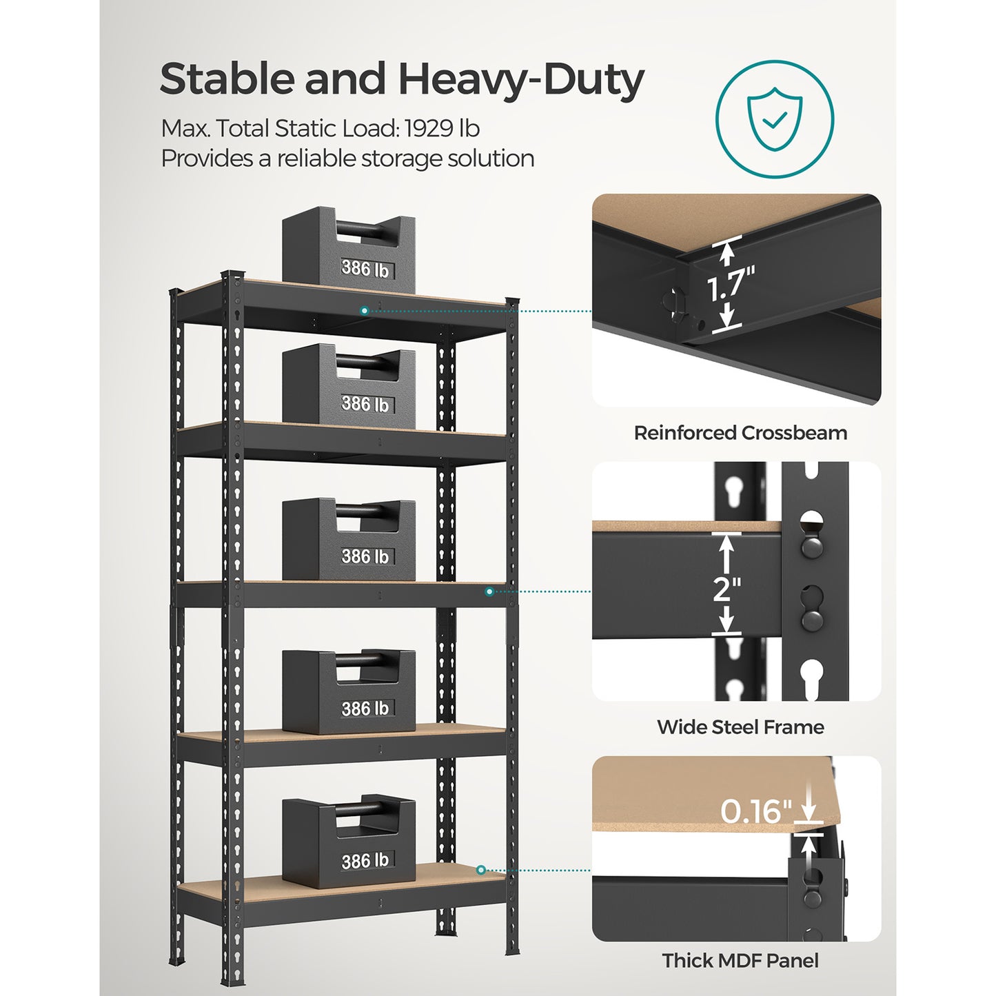 5-Tier Garage Storage Shelf - HWLEXTRA 