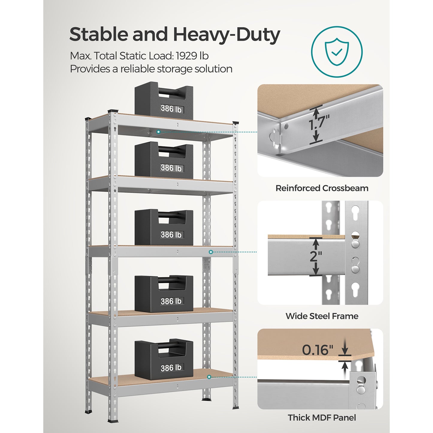 5-Tier Garage Storage Shelf - HWLEXTRA 