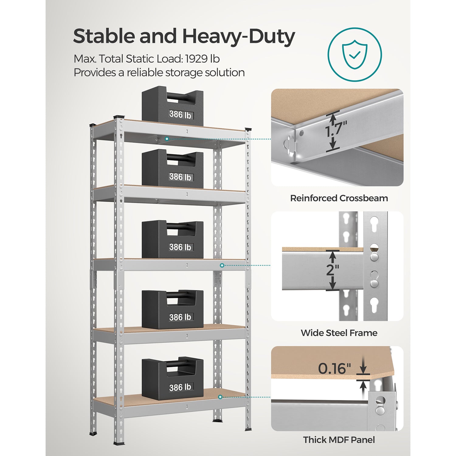 5-Tier Garage Storage Shelf - HWLEXTRA 