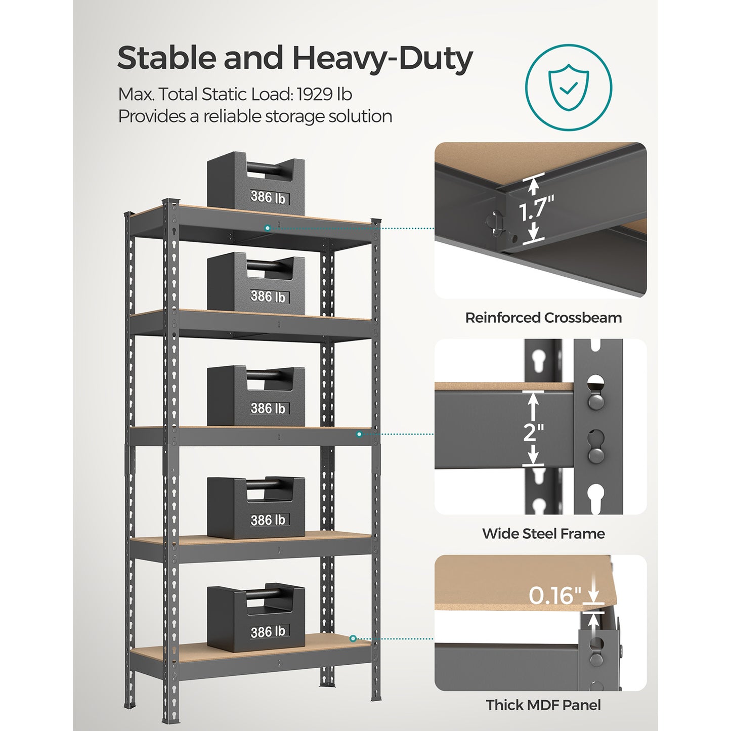5-Tier Garage Storage Shelf - HWLEXTRA 