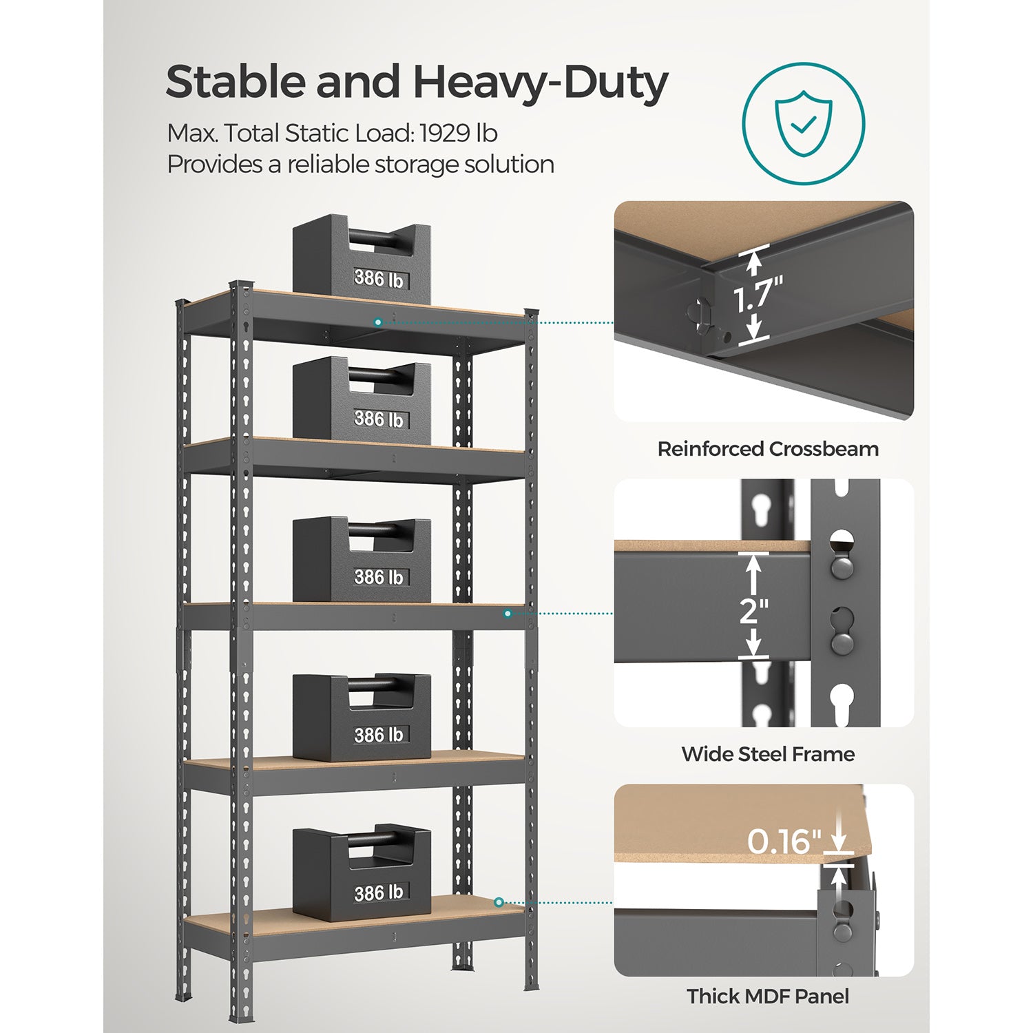 5-Tier Garage Storage Shelf - HWLEXTRA 