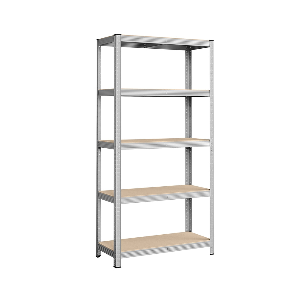 Silver Five-Tier Steel Storage Shelving — 180 cm