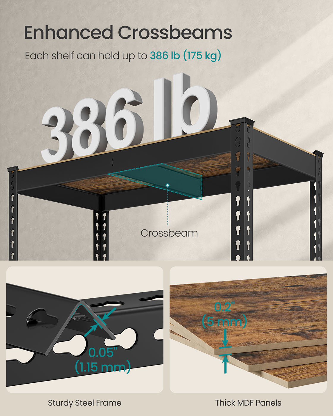 5-Tier Storage Shelves for Study Shed Basement