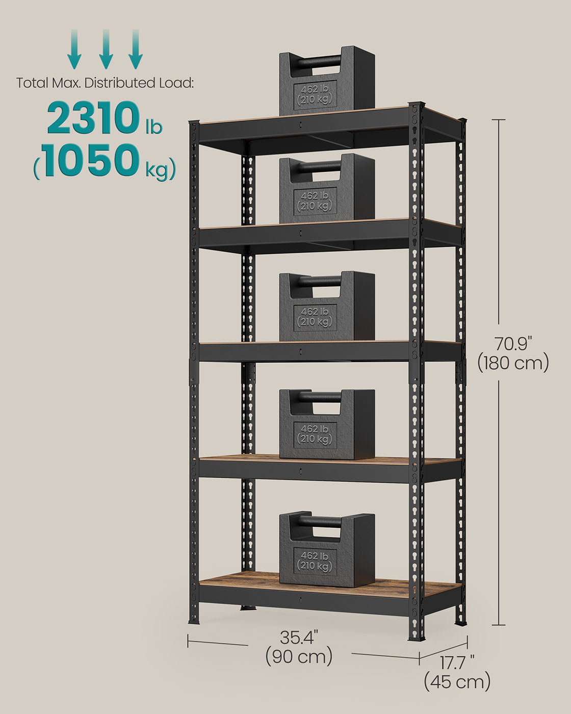 5-Tier Storage Shelves for Study Shed Basement