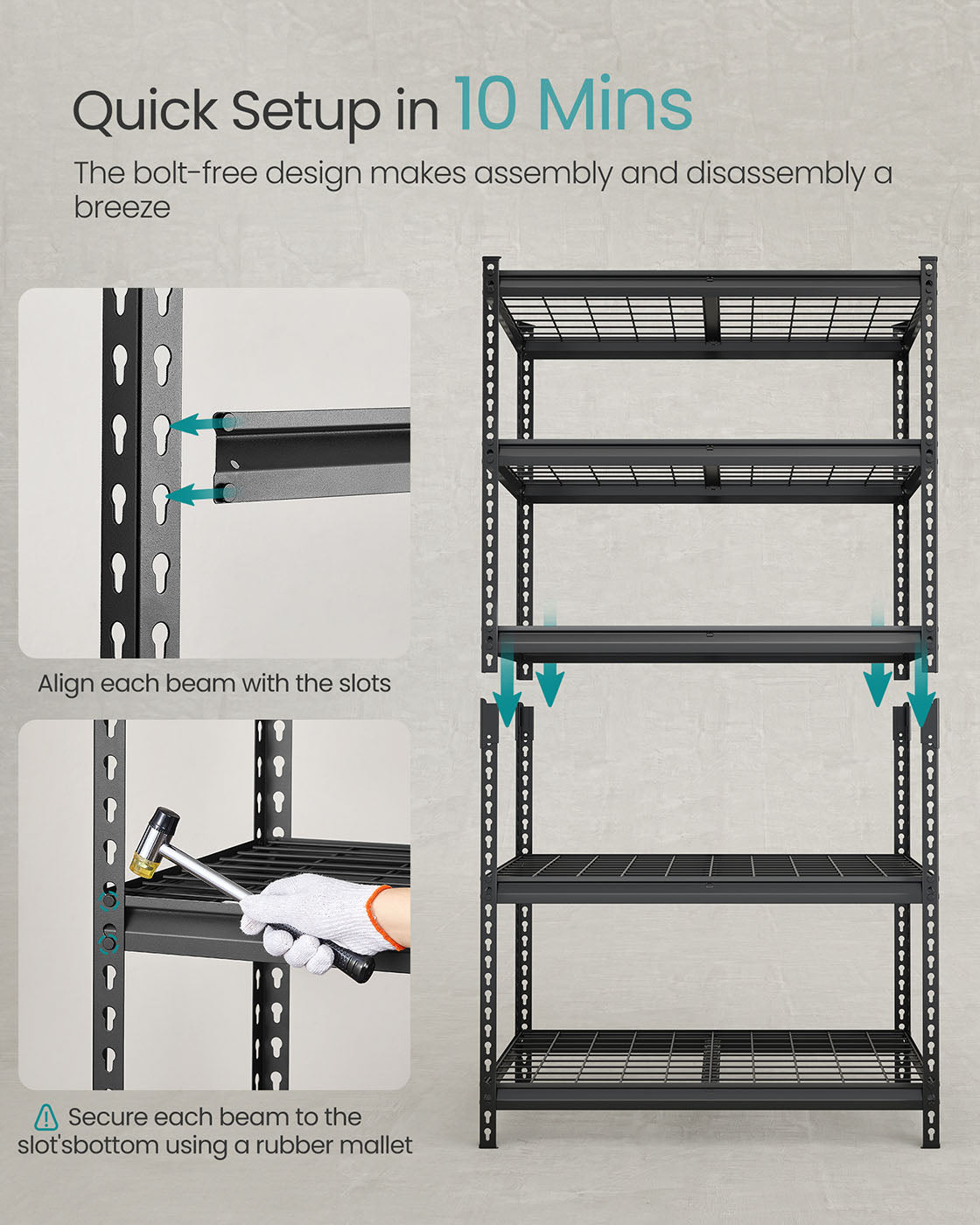 5-Tier Storage Shelves, 2,250 lb Load - HWLEXTRA 