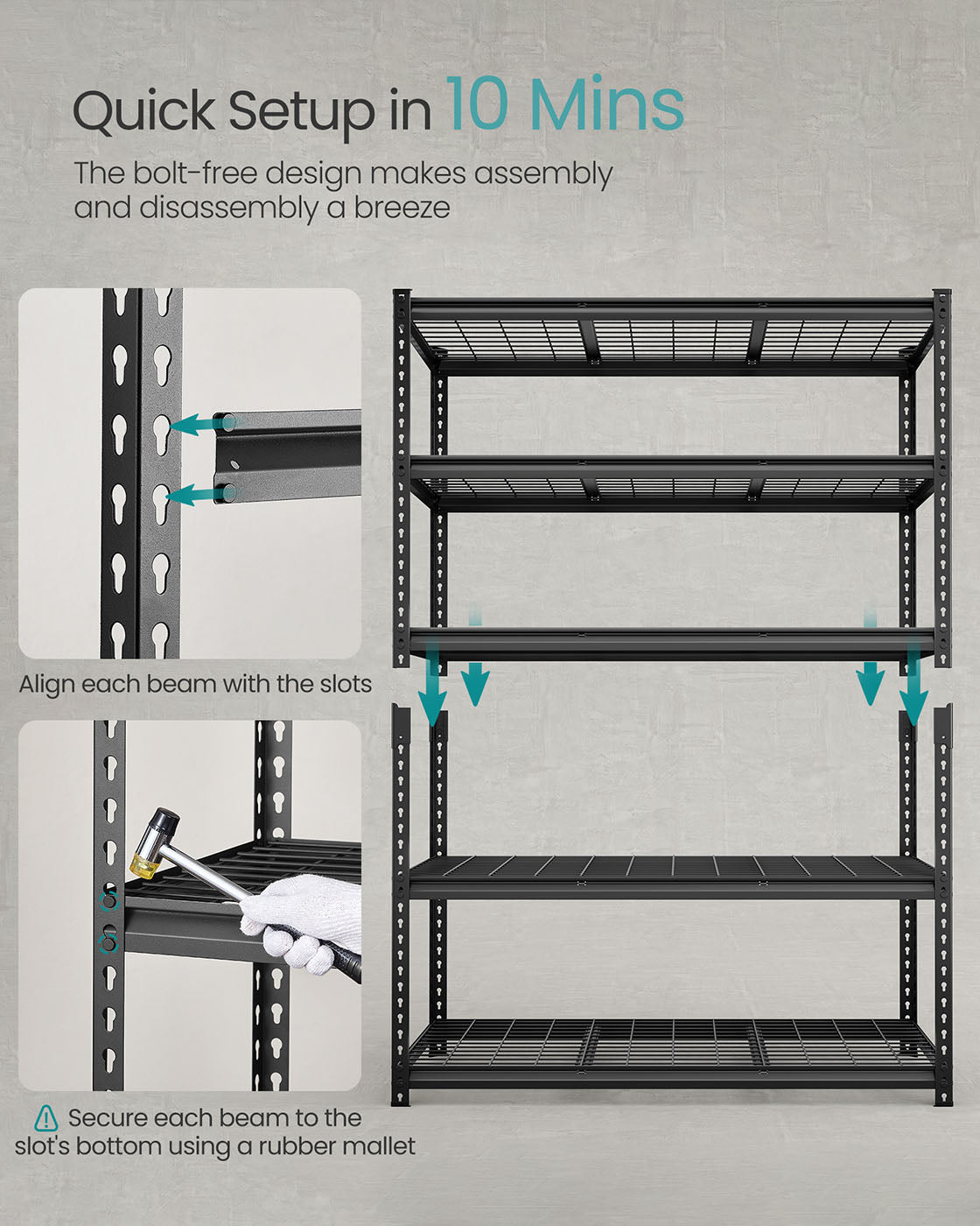 5-Tier Storage Shelves, 2,200 lb Load