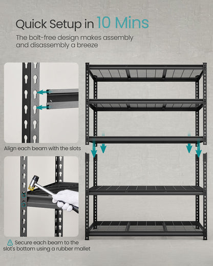 5-Tier Storage Shelves, 2,200 lb Load