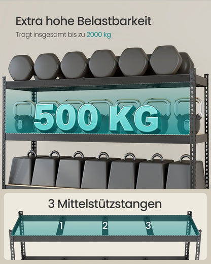 Heavy Duty Shelving Unit Garage Shelves 4-Tier 60 x 200 x 183 cm Ink Black