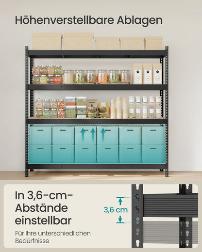Heavy Duty Shelving Unit Garage Shelves 4-Tier 60 x 200 x 183 cm Ink Black