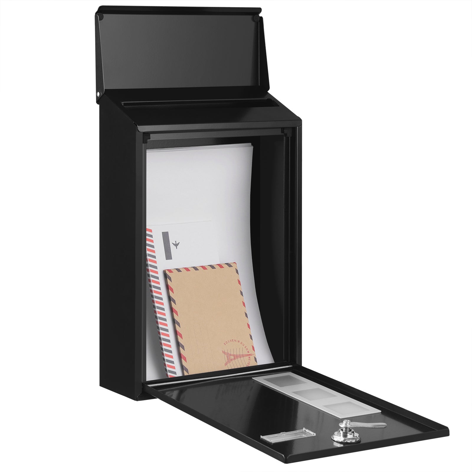 Wall-Mounted Post Letter Box Black - image 4