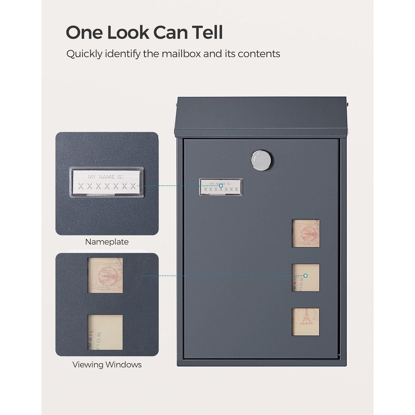 Wall Mounted Post Box 11.5 x 25.5 x 39.5 cm - image 6