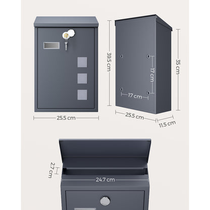 Wall Mounted Post Box 11.5 x 25.5 x 39.5 cm - image 7