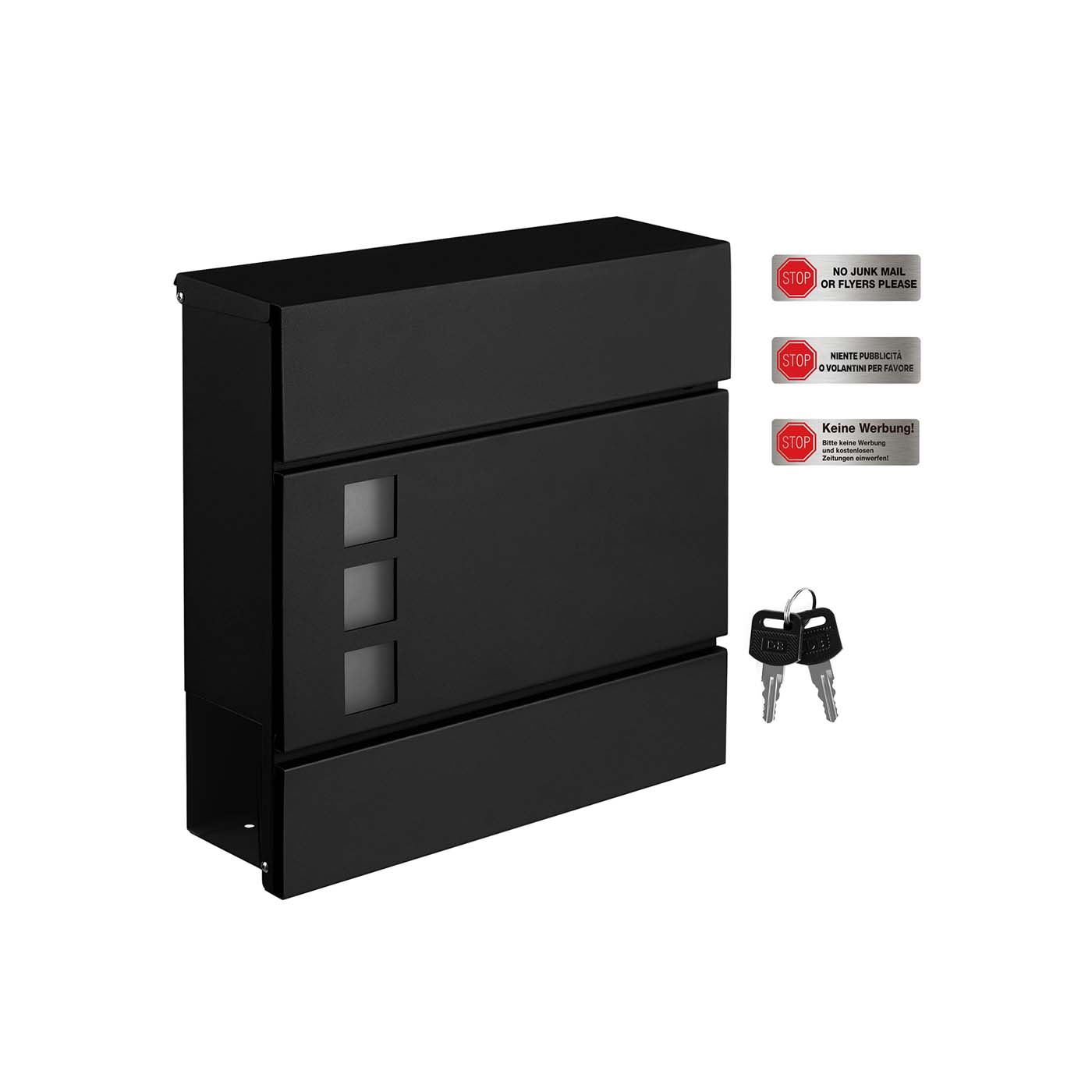 Black Wall-mounted Mail Box with Lock - image 1