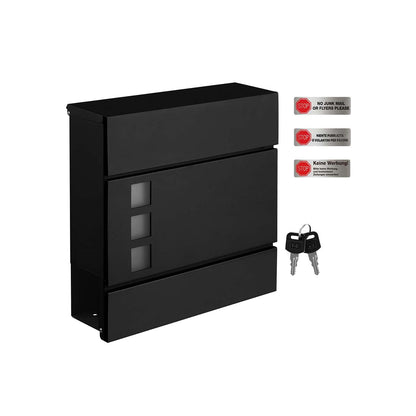 Black Wall-mounted Mail Box with Lock - image 1