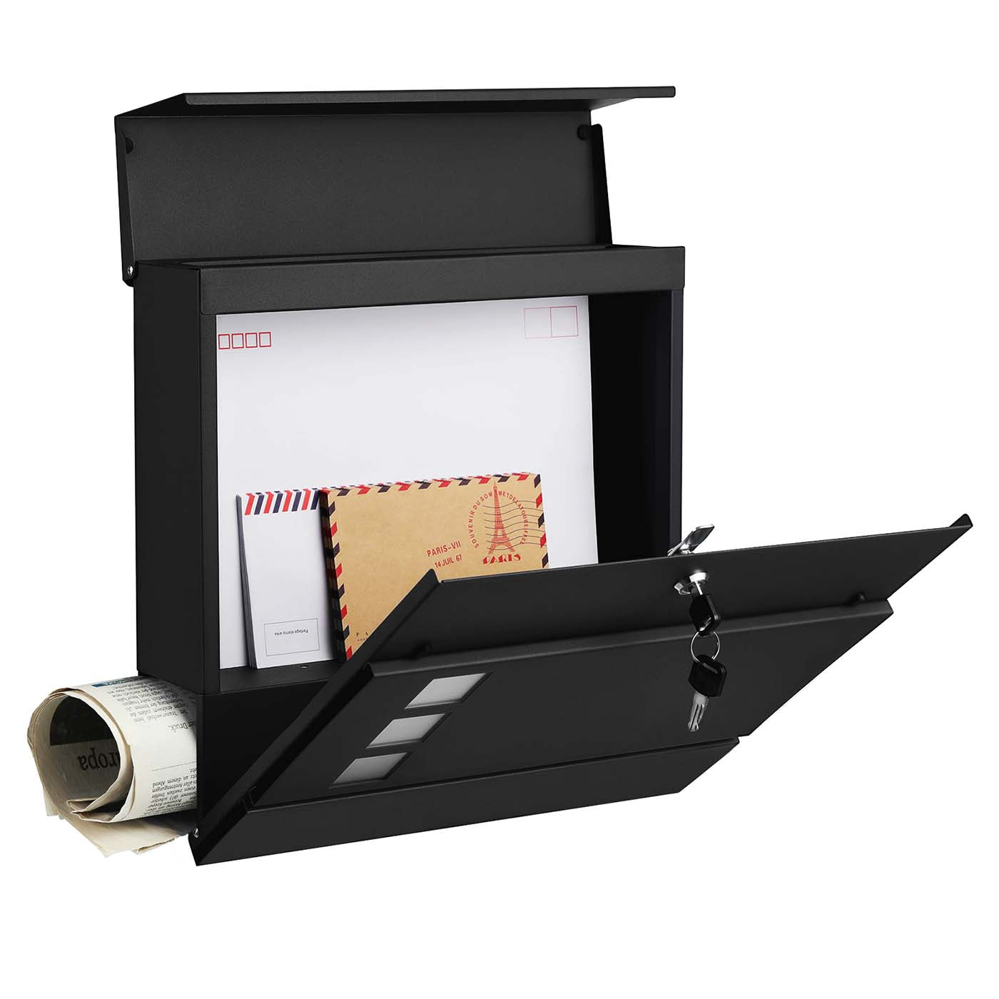 Black Wall-mounted Mail Box with Lock - image 6