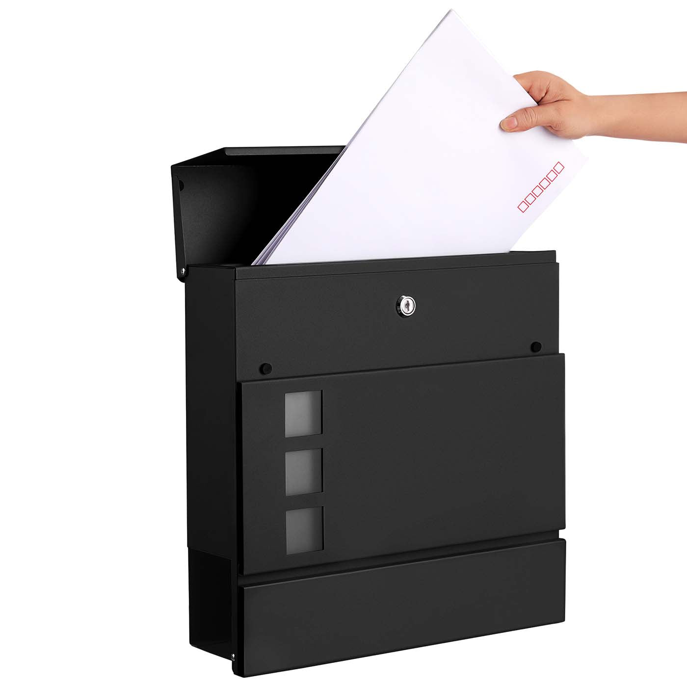 Black Wall-mounted Mail Box with Lock - image 3