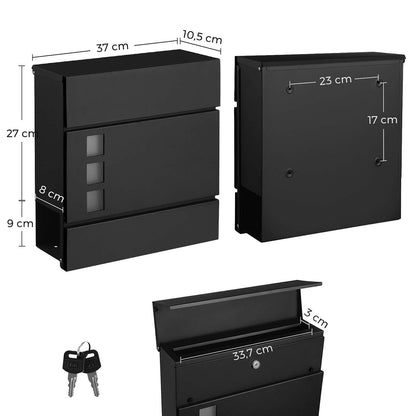 Black Wall-mounted Mail Box with Lock - image 8
