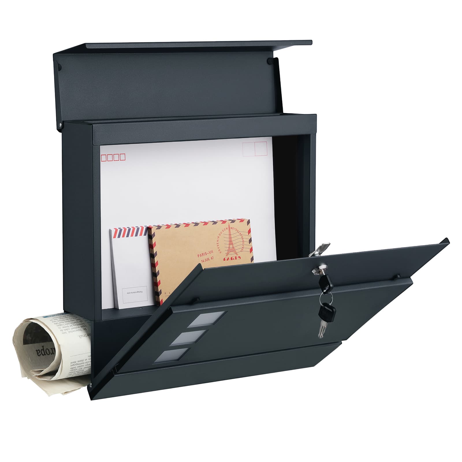 Black Wall-mounted Mail Box with Lock - image 13