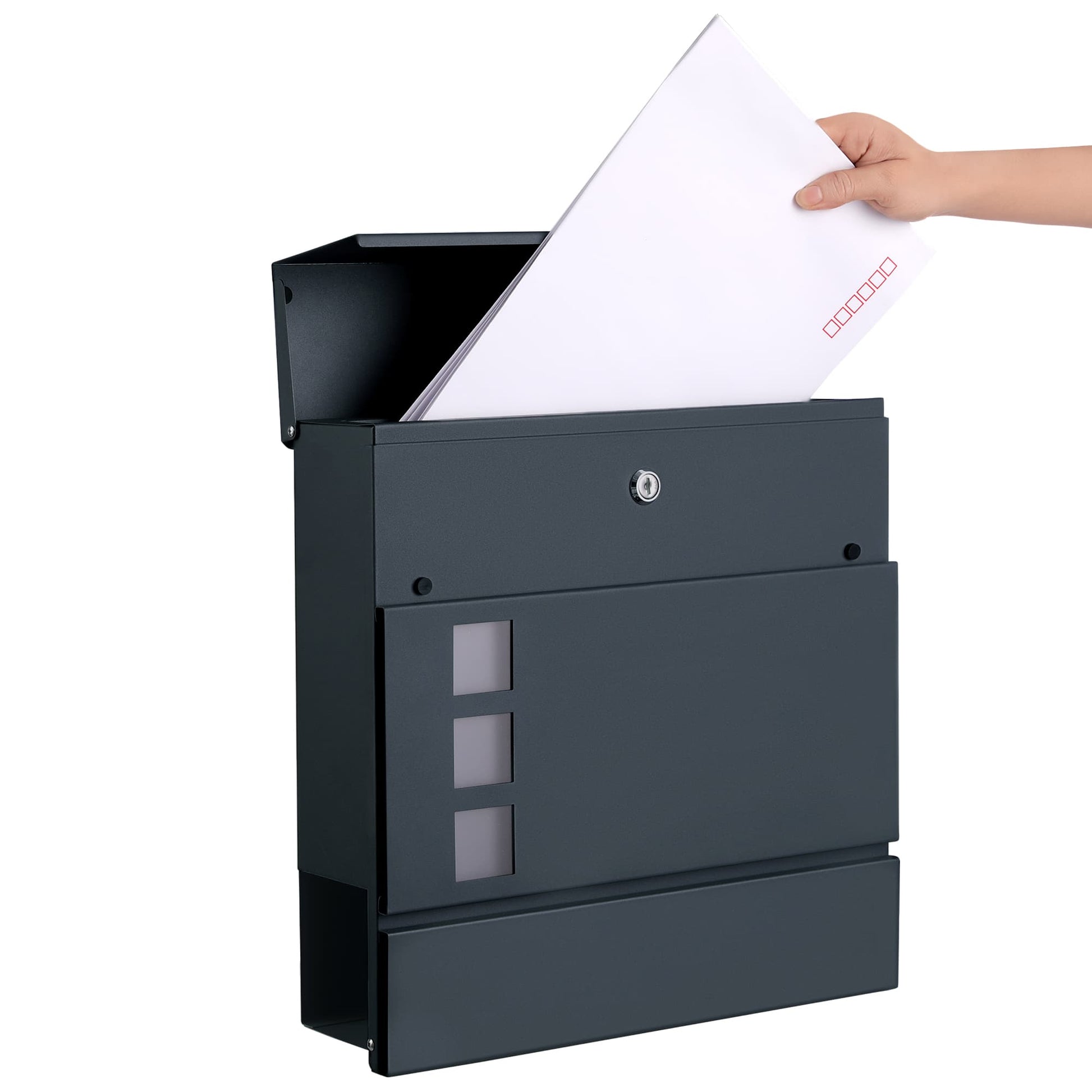 Black Wall-mounted Mail Box with Lock - image 14