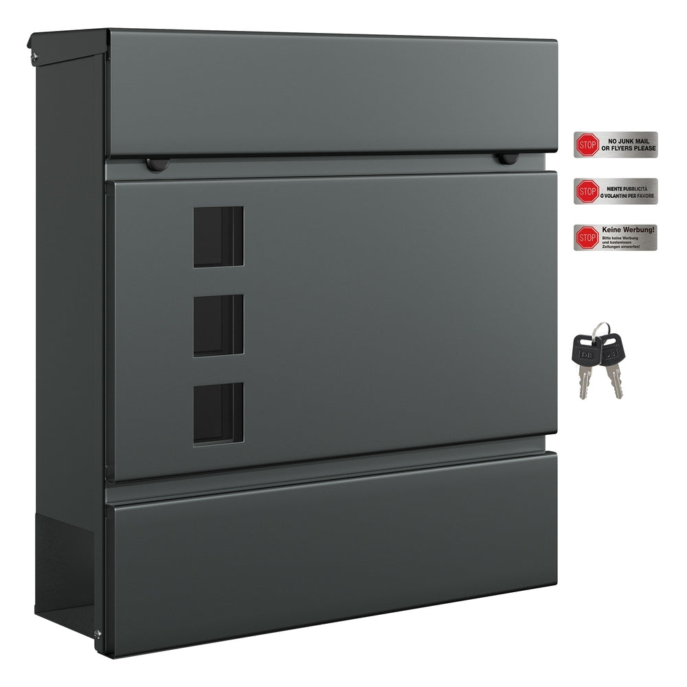 Lockable Wall-Mounted Post Letter Box with Newspaper Holder - image 1
