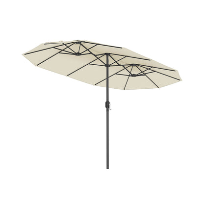 Beige Double Garden Parasol — 394 x 200 cm