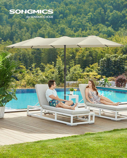 Beige Double Garden Parasol — 394 x 200 cm