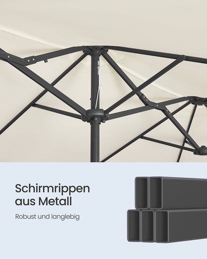 Beige Double Garden Parasol — 394 x 200 cm