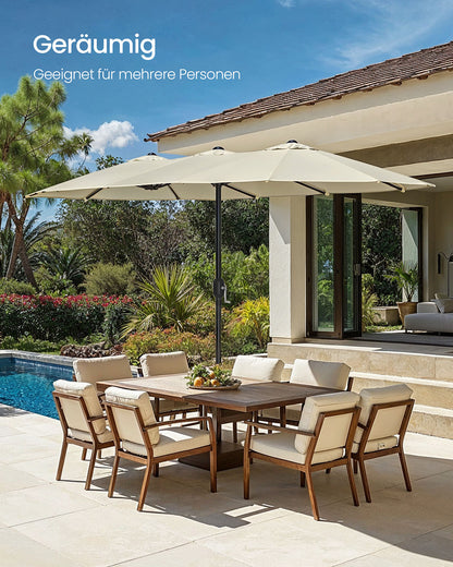 Beige Double Garden Parasol — 394 x 200 cm