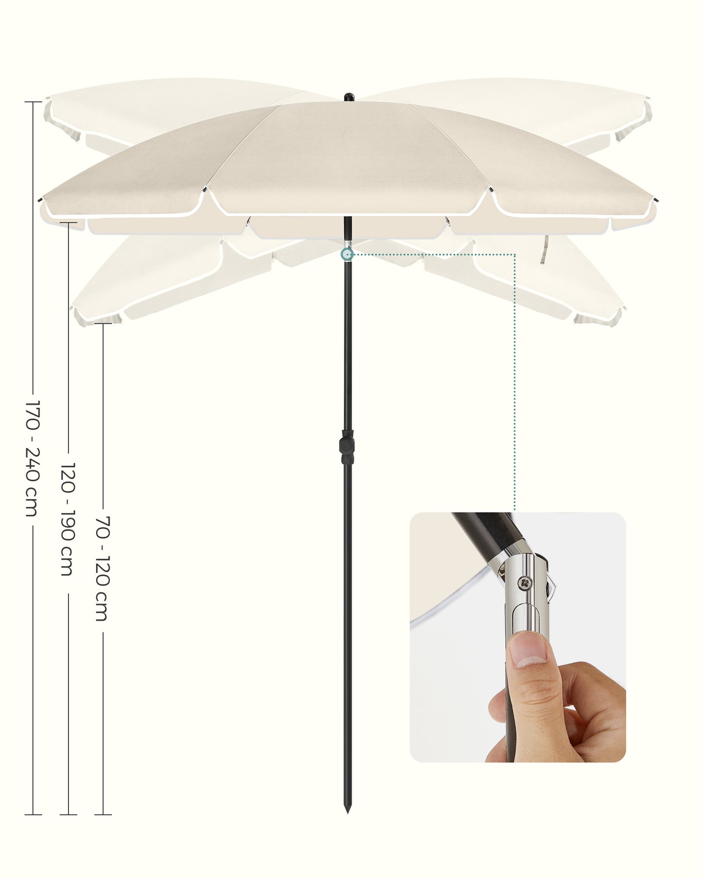 Parasol 2m UPF 50+, Beach Umbrella - image 5