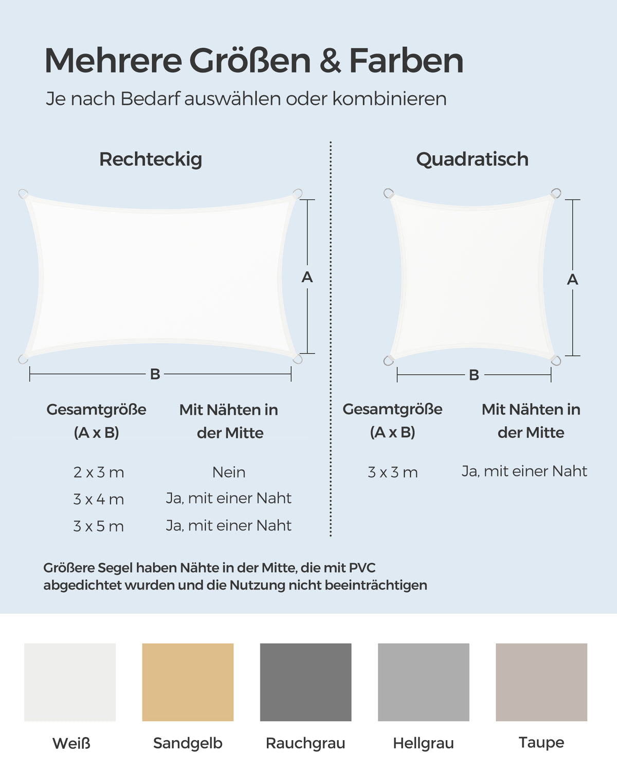 White Rectangular Shade Sail — 3 x 5 m