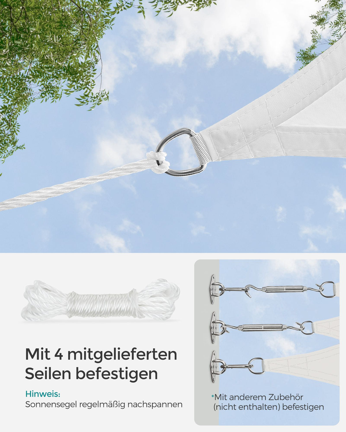 White Rectangular Shade Sail — 3 x 5 m