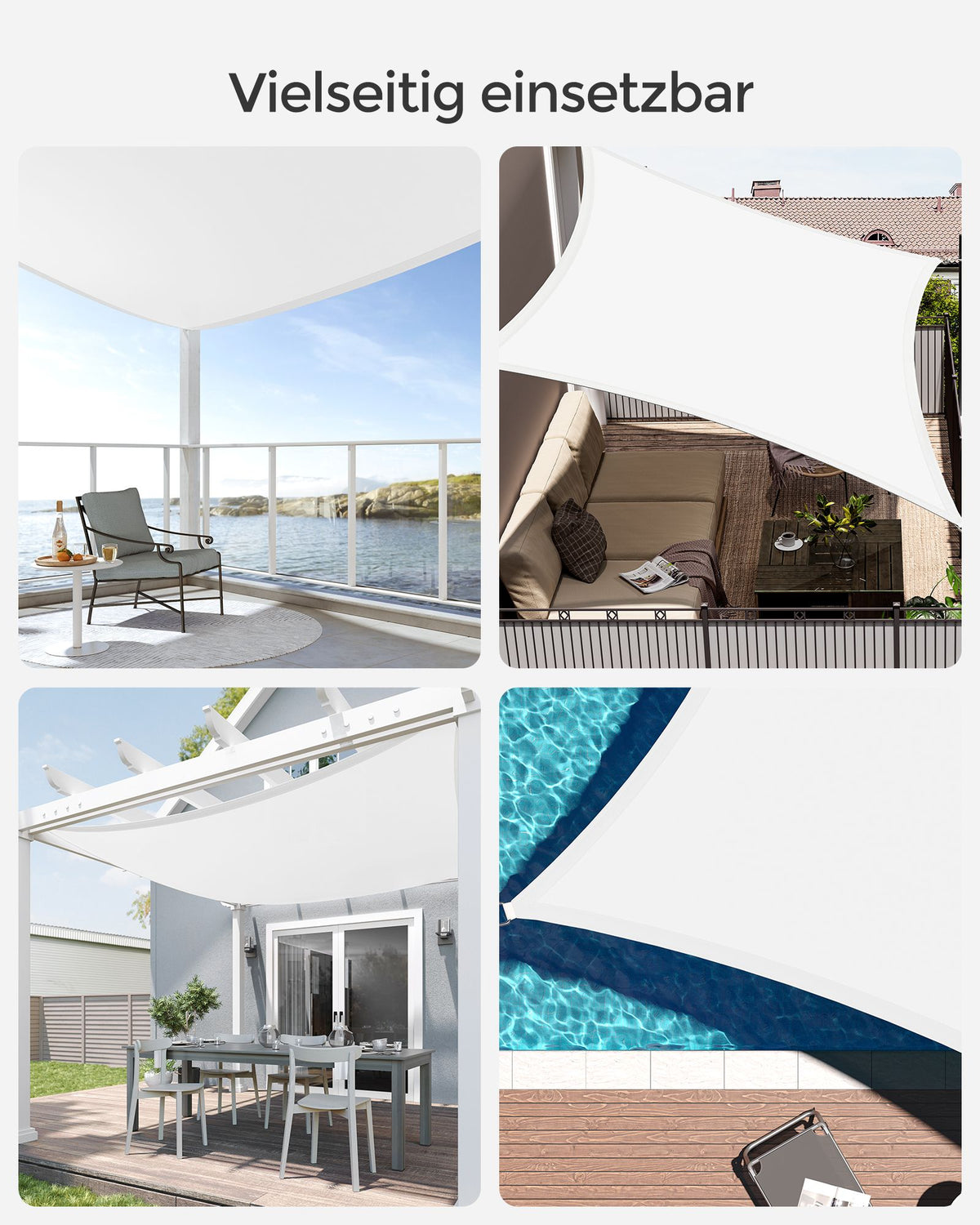 White Rectangular Shade Sail — 3 x 5 m