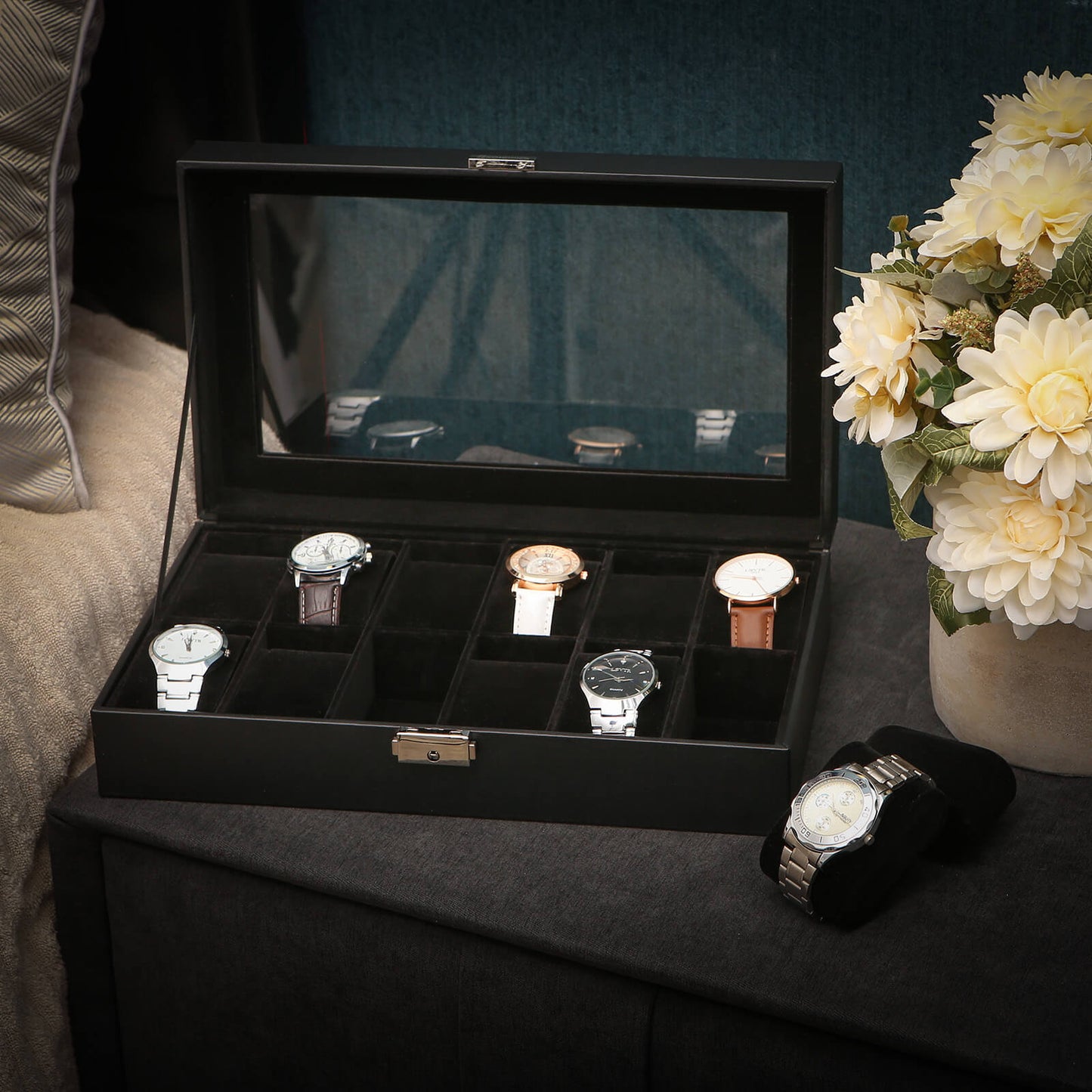 Black 12-Slot Watch Box - image 20