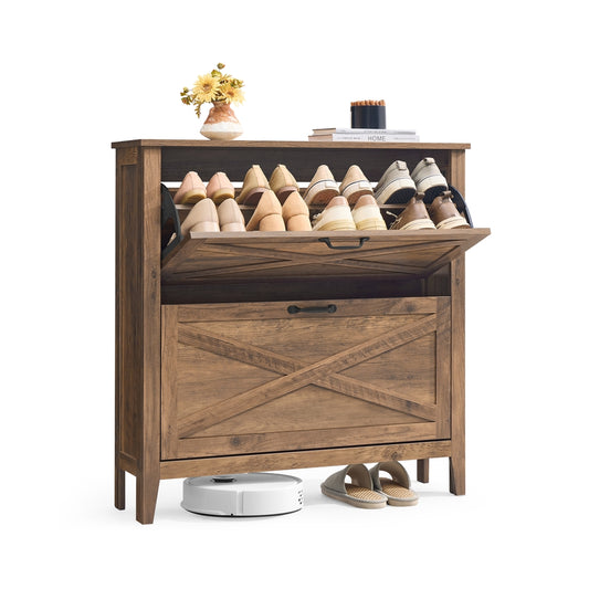 Shoe Storage Cabinet with Flip Drawers