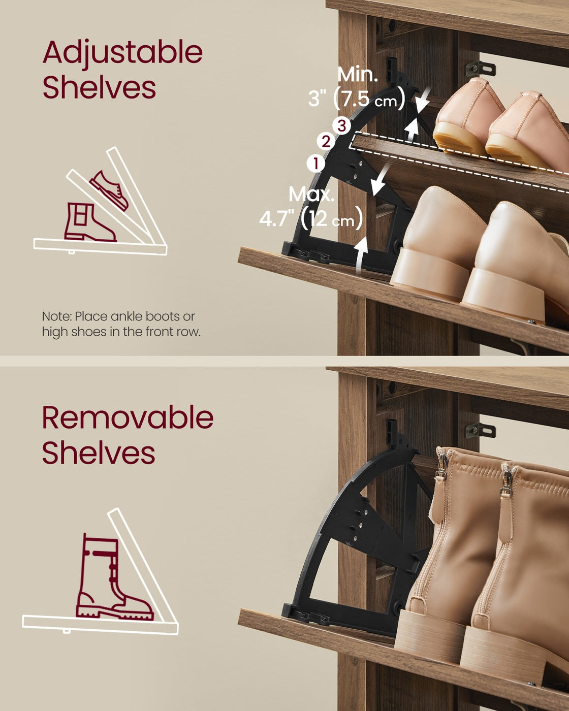 Shoe Storage Cabinet with Flip Drawers