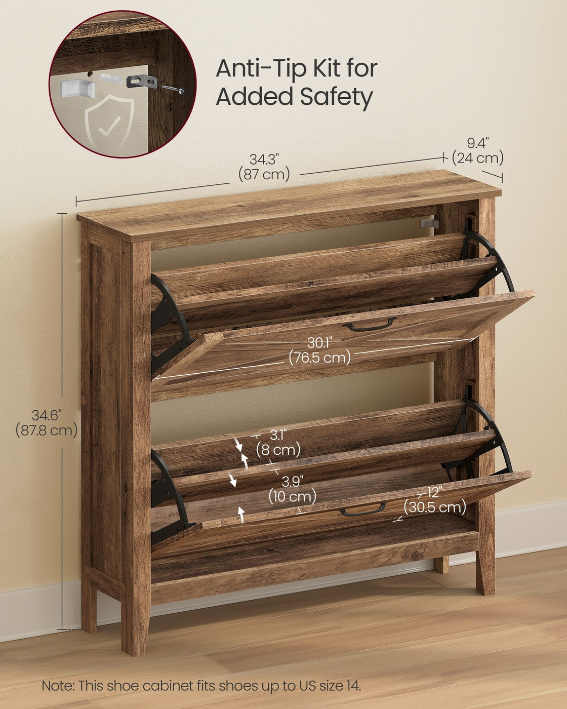 Shoe Storage Cabinet with Flip Drawers
