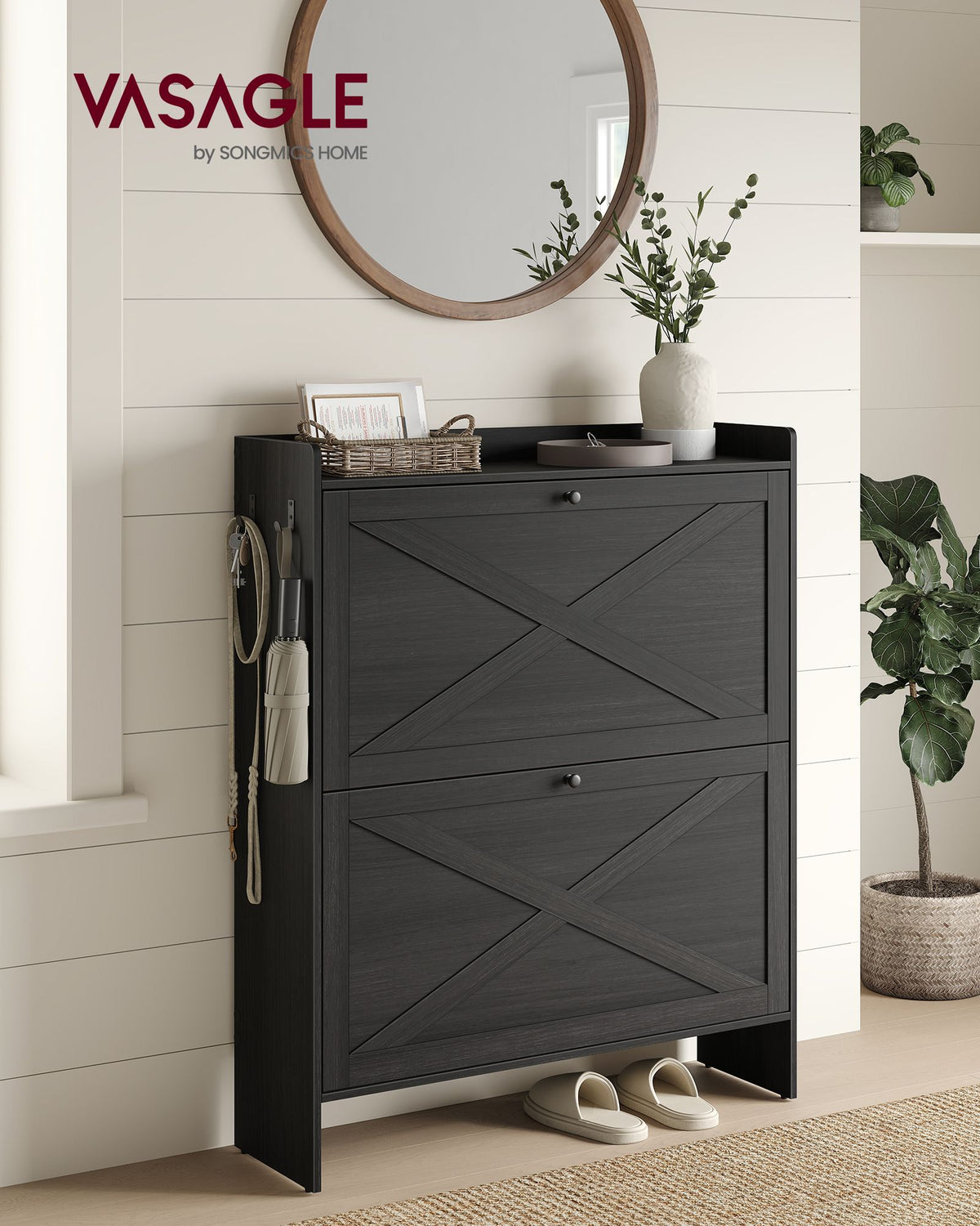 Shoe Storage Cabinet Organizer with 2 Flip Drawers - image 2