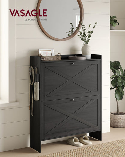 Shoe Storage Cabinet Organizer with 2 Flip Drawers - image 2
