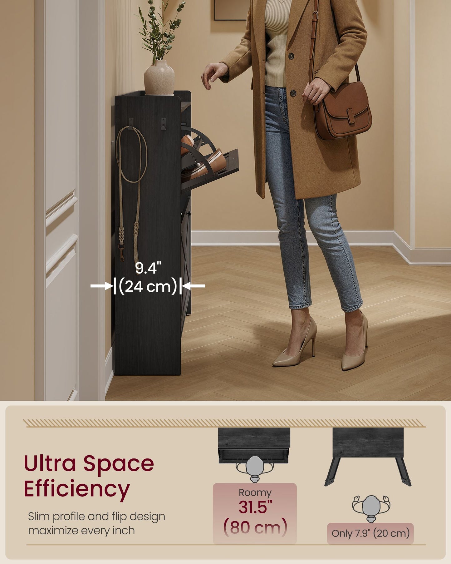 Shoe Storage Cabinet Organizer with 2 Flip Drawers - image 3