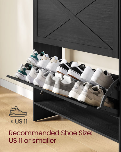 Shoe Storage Cabinet Organizer with 2 Flip Drawers - image 4