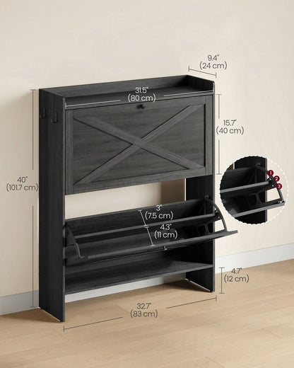 Shoe Storage Cabinet Organizer with 2 Flip Drawers - image 5