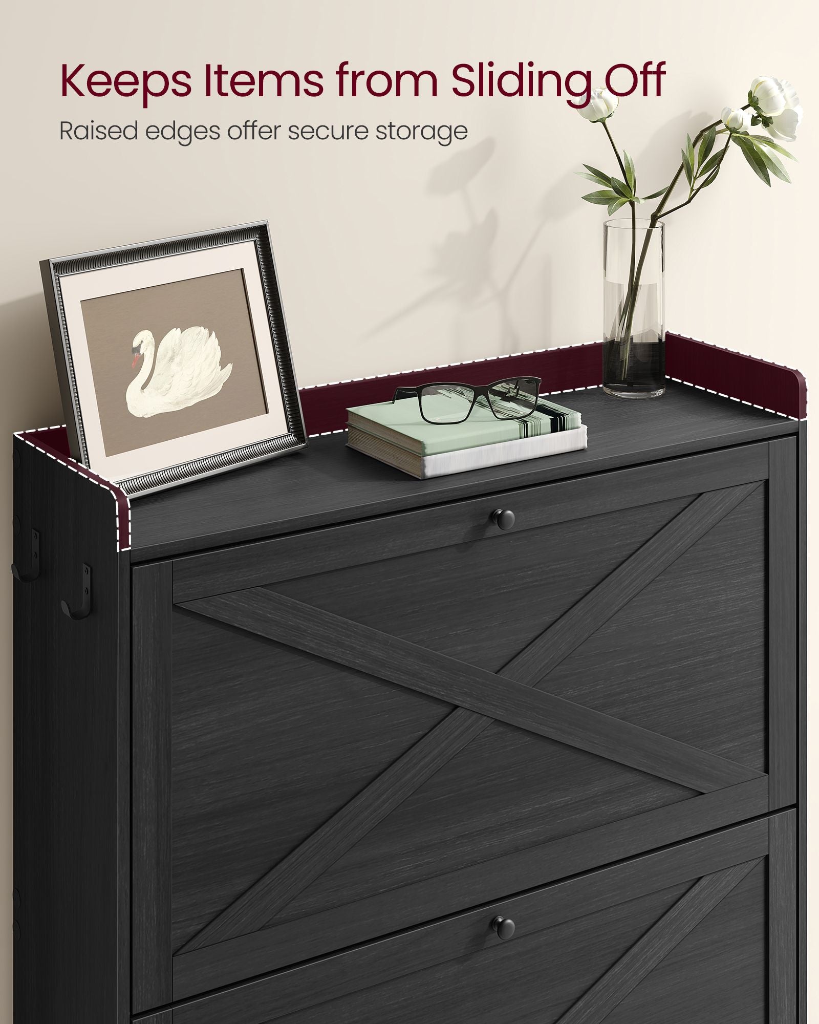 Shoe Storage Cabinet Organizer with 2 Flip Drawers - image 7